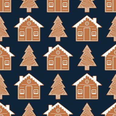 Zencefilli Kurabiyeli Noel Arkaplanı - Zencefilli Kurabiye Evi, Ağaç Kurabiyeleri.