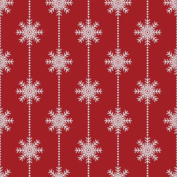 Red Snowflakes Pattern. Fête de fond avec des flocons de neige blancs sur les cordes de points. — Image vectorielle