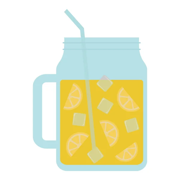 Lemonade in Mason Jar. Vector Illustration. — Stock Vector