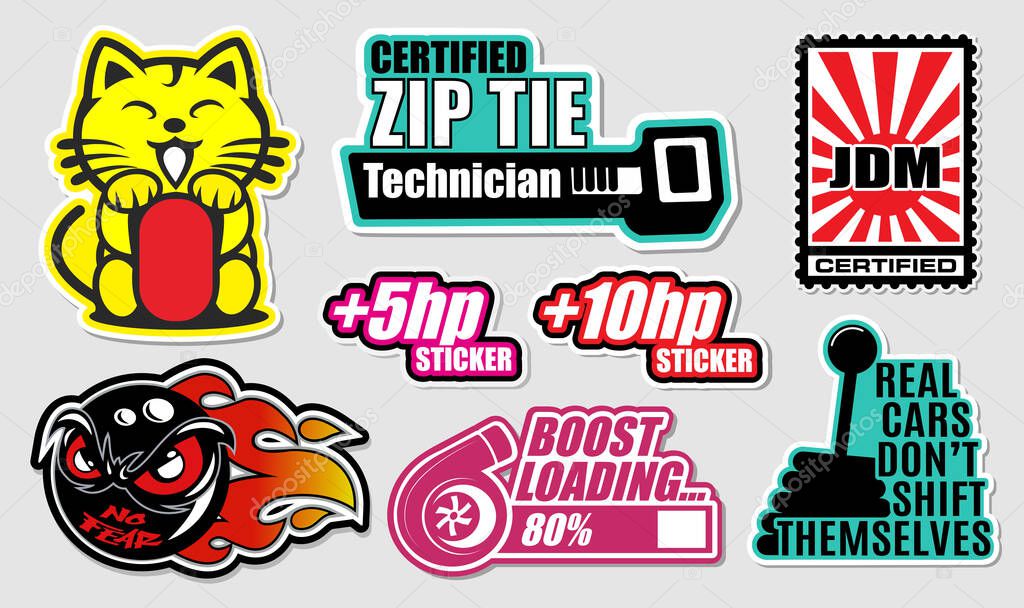Japanese Tuner Car Decals, and Stickers in Vector format