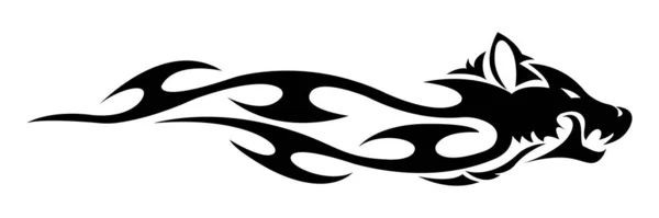 炎の狼 ベクトル形式の車のグラフィックとタトゥーのための部族スタイルの芸術 — ストックベクタ