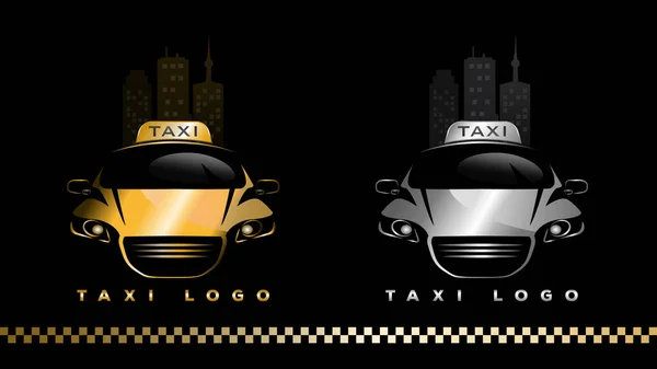 ベクトル形式のタクシーサービス会社のための金属スタイルの車のロゴデザイン — ストックベクタ