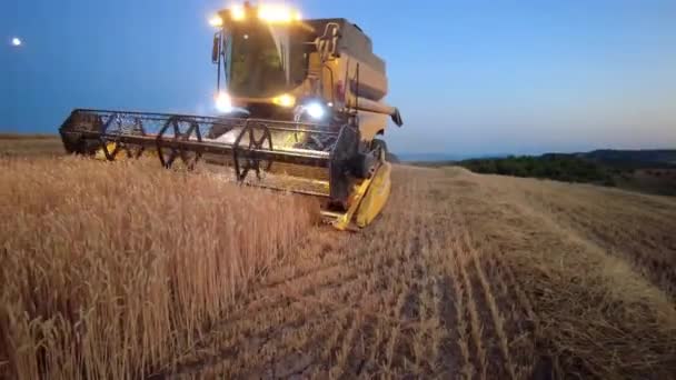 Combine Harvester Working Harvest Time Wheat Field Navarre Spain Europe — Video