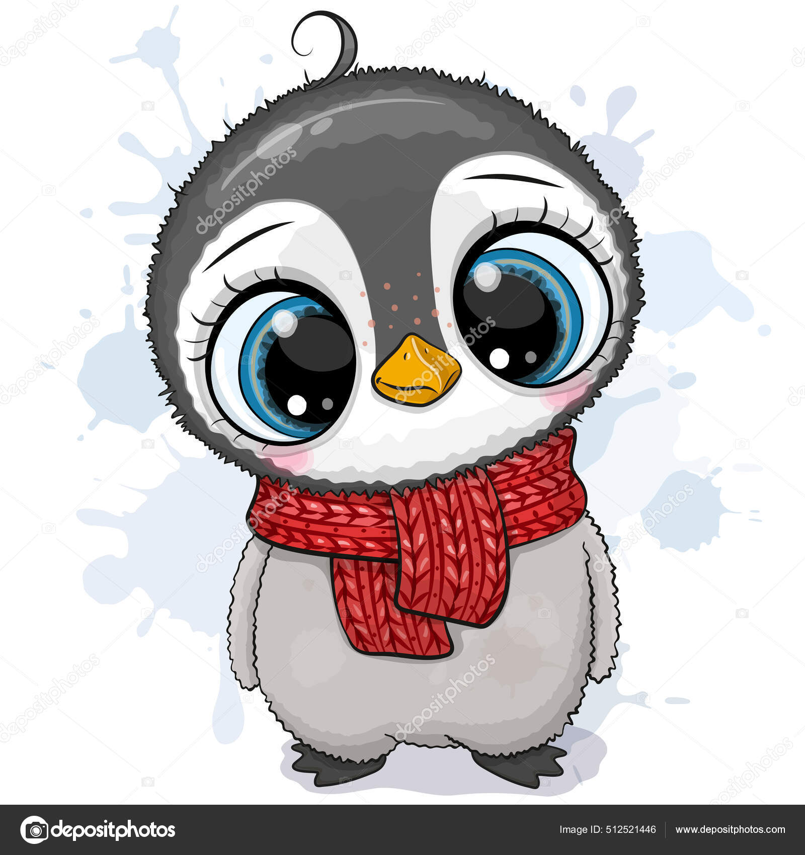 Image vectorielle Mignon Pingouin Dessin Animé Avec Grands Yeux Dans Une  Écharpe par ©Reginast777 - 512521446, image size:1600x1700
