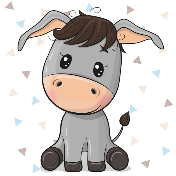 Cute Cartoon Donkey Isolated White Background — Stock Vector