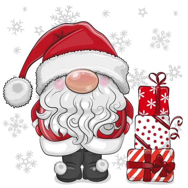 Schattige Cartoon Santa Claus Een Witte Achtergrond — Stockvector