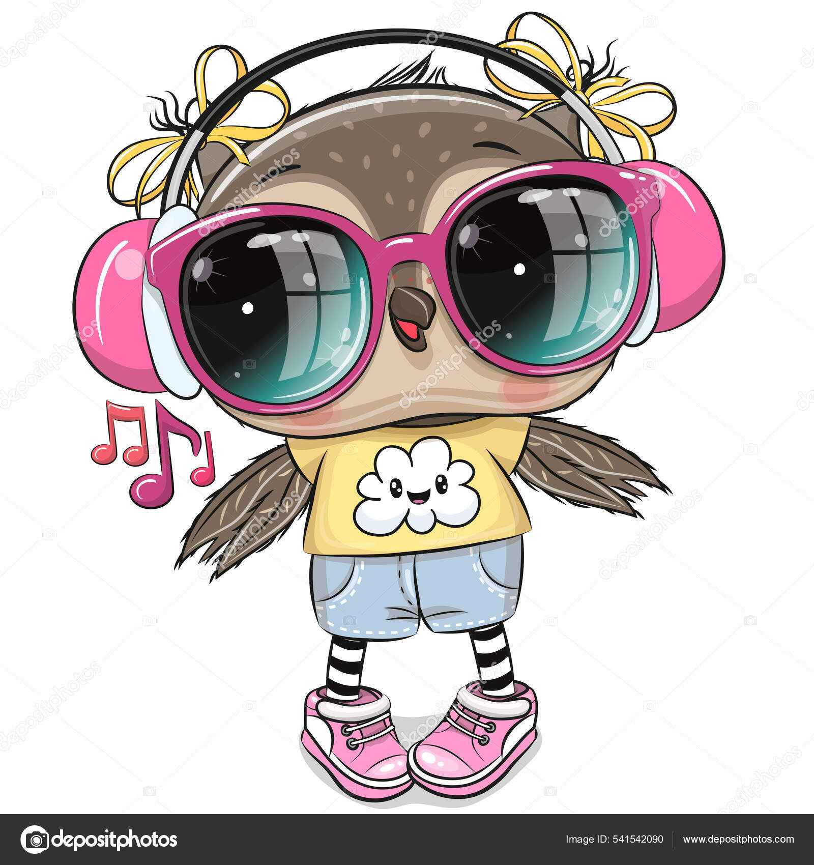 멋있는 선글라스를 헤드폰을 올빼미 스톡 벡터 - ©Reginast777 541542090, image size:1600x1700