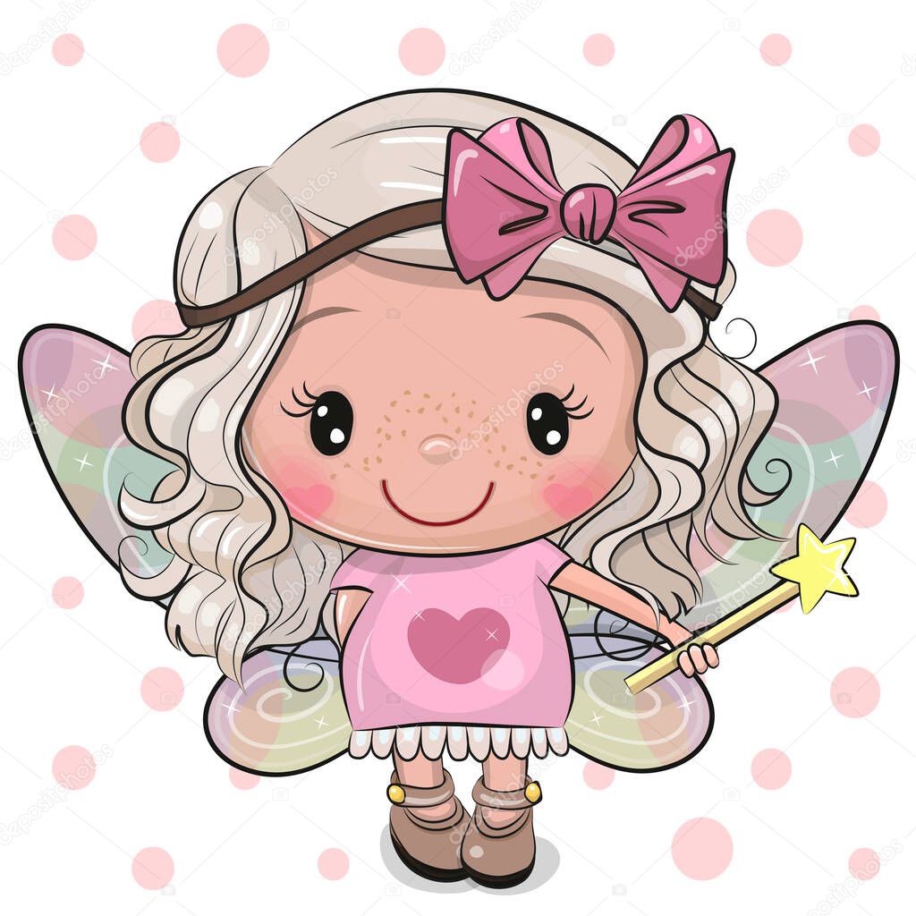 Cute Cartoon fairy girl on a white background