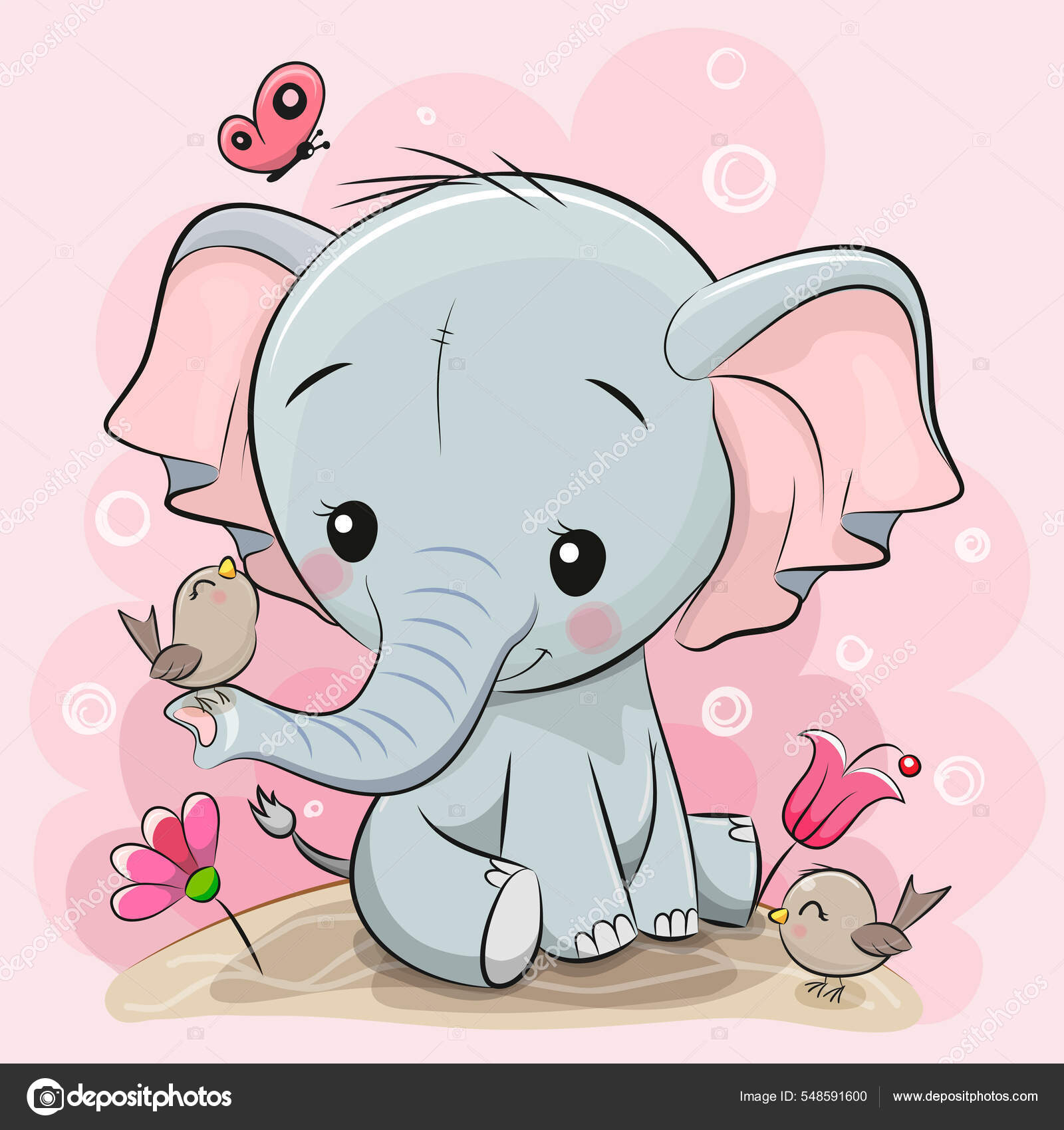 Cute Cartoon Elephant Meadow Flowers Butterflies Stock Vector Image by ©Reginast777 #548591600 Cute Cartoon Elephant Meadow Flowers Butterflies Stock Vector Image by ©Reginast777 #548591600