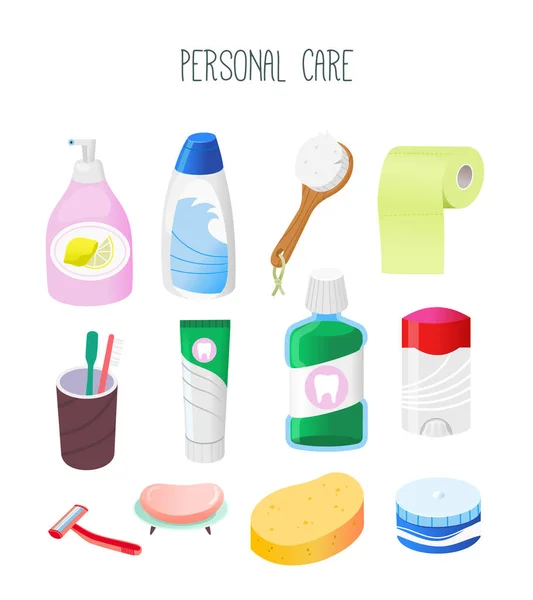 Collection Hygienic Supplies Goods Cosmetics Department Grocery Store Personal Care — Archivo Imágenes Vectoriales