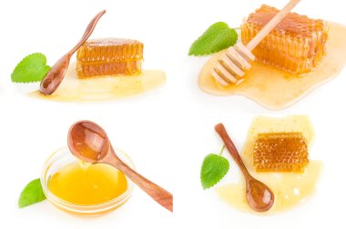 Beyaz arkaplanda bal seti