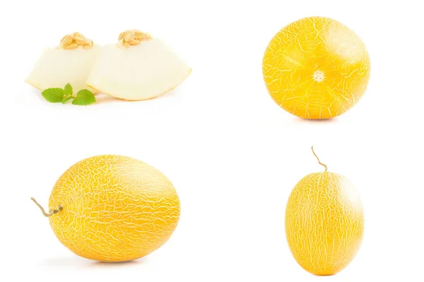 Set van zoete meloen geïsoleerd op een witte achtergrond cutout — Stockfoto