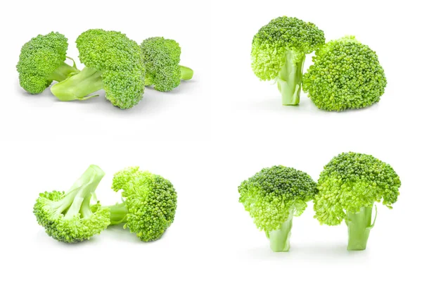 Set van broccoli floret op wit — Stockfoto