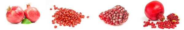 Collection of pomegranates on a white background clipping path — Stock Photo, Image