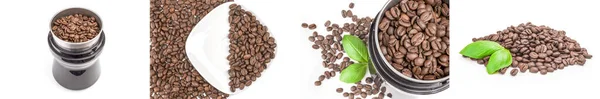 Collage of brown coffee on a white background — Stock Photo, Image