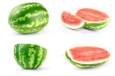 Beyaz zemin üzerinde izole edilmiş taze karpuz grubu