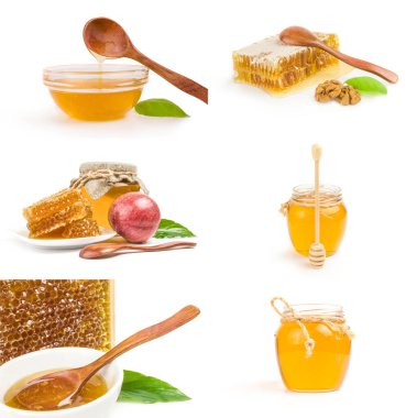 Beyaz arka planda izole edilmiş bir bal arısı kümesi