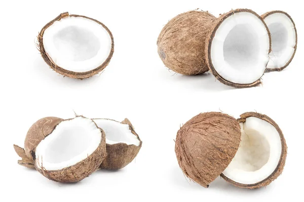 Colagem de coco isolado sobre um fundo branco — Fotografia de Stock