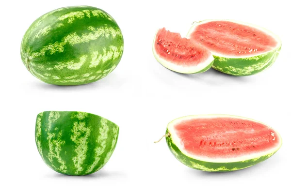 Beyaz zemin üzerinde izole edilmiş taze karpuz grubu