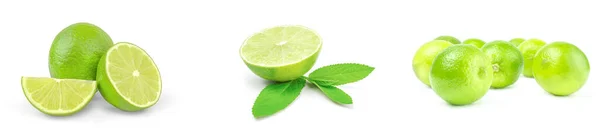 Collection of limes over a white background — Stock Photo, Image