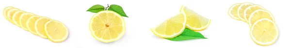 白い切断に隔離されたレモンのグループ — ストック写真