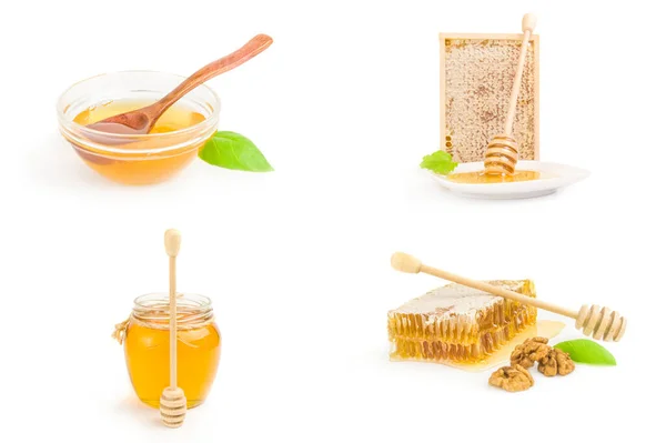 Conjunto de mel isolado em um fundo branco — Fotografia de Stock
