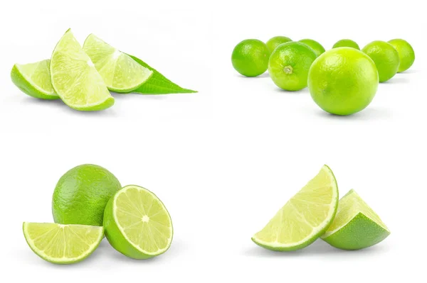 Group of limes over a white background — Stock Photo, Image