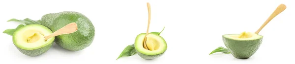 Set van verse avocado 's geïsoleerd op een witte achtergrond met clipping pad — Stockfoto