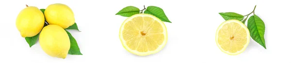 Koláž citronů izolovaných na bílém pozadí s oříznutou cestou — Stock fotografie