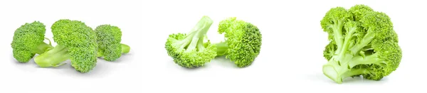 Set di broccoli verdi freschi su sfondo bianco percorso di ritaglio — Foto Stock