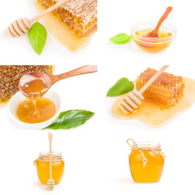 Beyaz arkaplan kesiminde izole edilmiş bal grubu