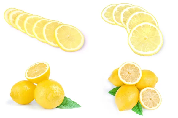 Collage di limoni isolati su fondo bianco — Foto Stock