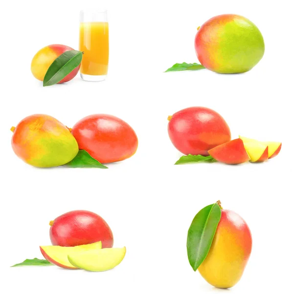 Set di mango rosso isolato su sfondo bianco ritaglio — Foto Stock