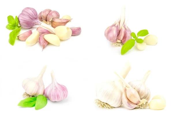 Set di aglio isolato su sfondo bianco ritaglio — Foto Stock