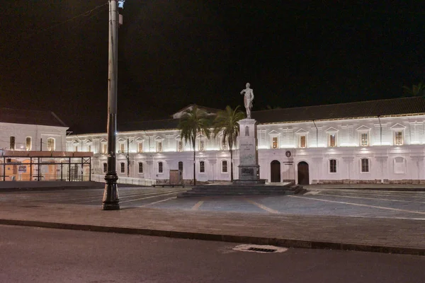 Vista Nocturna Plaza Convento Santo Domingo Quito Ecuador — Foto de Stock