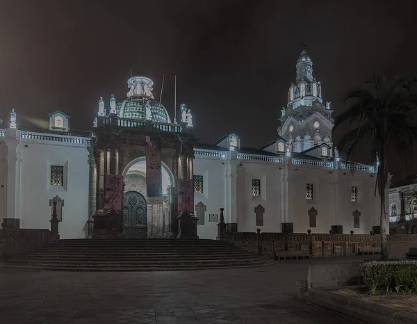 Night View Metropolitan Cathedral Quito Ecuador — Foto de Stock