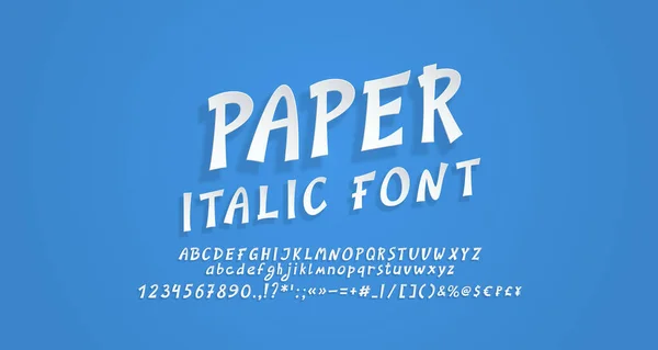Papier Blanc Couper Police Italique Style Découpe Papier Réaliste Lettres — Image vectorielle