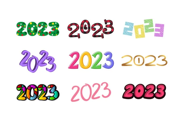 Яскравий Набір Дат 2023 Ізольований Білому Тлі Новорічного Дизайну — стоковий вектор