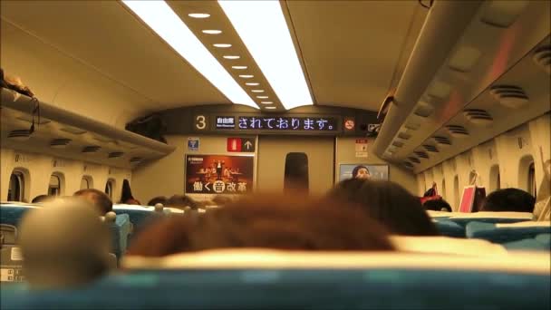 Kyoto Japonya Aralık 2019 Dolu Bir Mermi Treni Shinkansen Vagonunun — Stok video