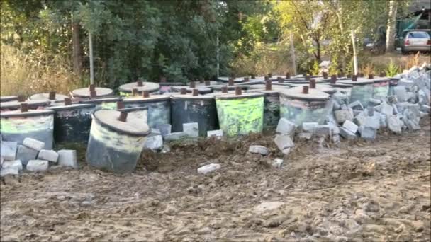 Rada Wysypiska Odpadów Odłamki Budowy Naprawy Dróg Polach Andaluzyjskiej Wiosce — Wideo stockowe