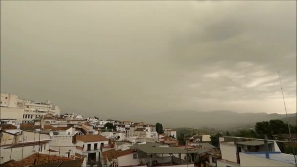 Ciemne Chmury Deszczu Zaciemniające Wzgórza Dolinie Guadalhorce Andaluzji Hiszpania — Wideo stockowe