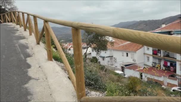 New Wooden Fence Urban Road Newly Erected Wooden Fence Hill — Video