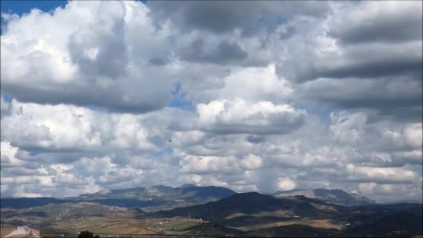 Clouds Valley Large Clouds Guadalhorce Valley Alora Village Andalusia Spain — Stock Video