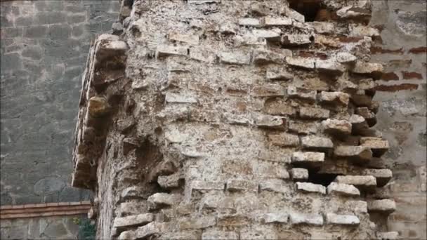 Сильна Цегляна Колона Арабській Стіні Замку Старовинна Цегляна Колона Біля — стокове відео