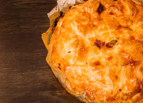 Baked Potato Pie Wooden Table — Stock Photo, Image