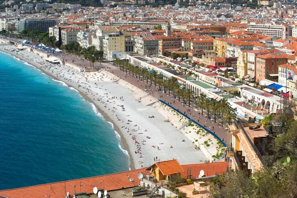 Aerial View City Beach Promenade Des Anglais Nice City French — Stock Photo, Image