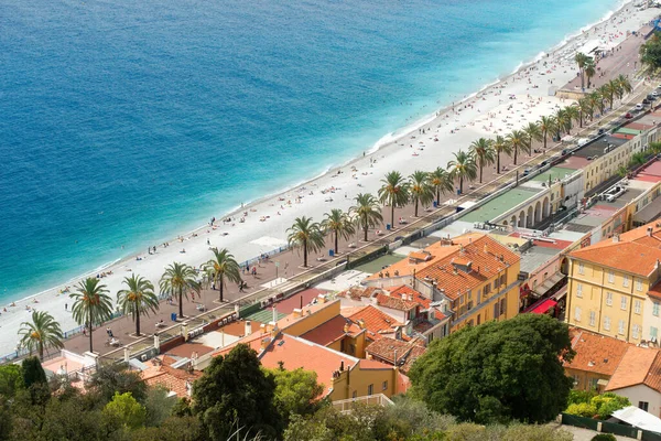 Vista Aérea Ciudad Playa Promenade Des Anglais Niza Ciudad Riviera — Foto de Stock