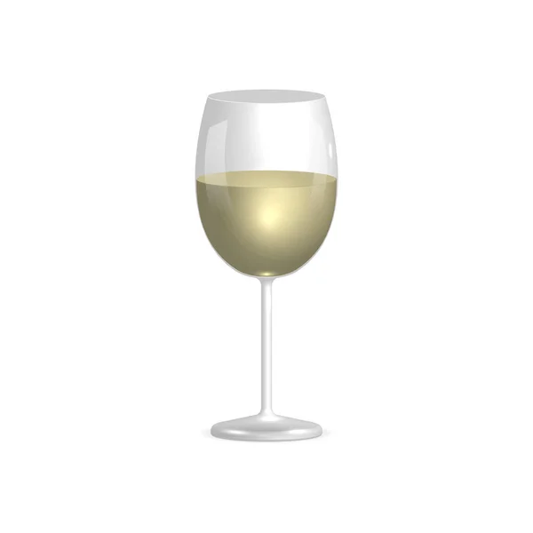 Glass White Wine Isolated White Background Vector Illustration — Stock Vector