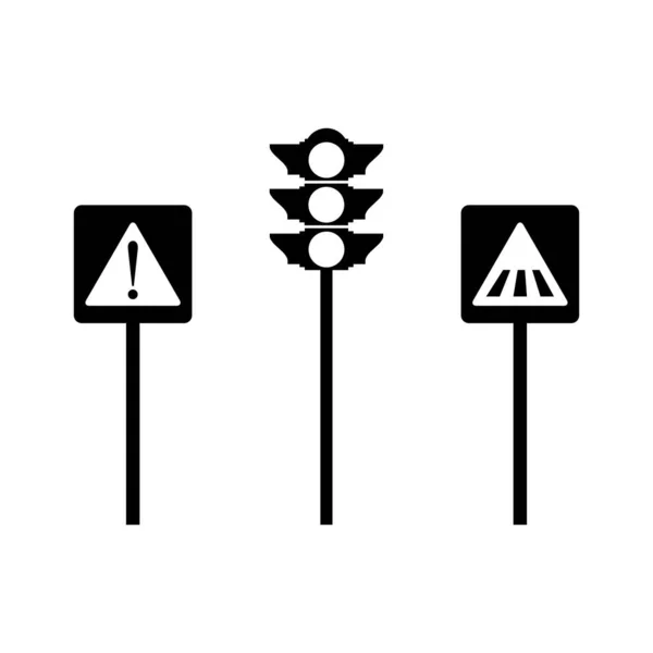 Set Road Signs Isolated White Background Flat Vector Illustration — Διανυσματικό Αρχείο