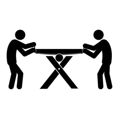 Bir grup çöp adam, beyaz arka planda siyah adam siluetleri. Takım çalışması konsepti, vektör illüstrasyonu.